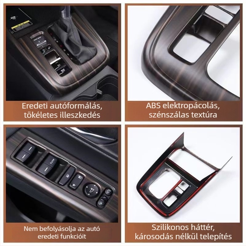 Honda CR-V 23 központi konzol keret, belső üvegemelő panel, szellőző, műanyag kivitel, fa textúra