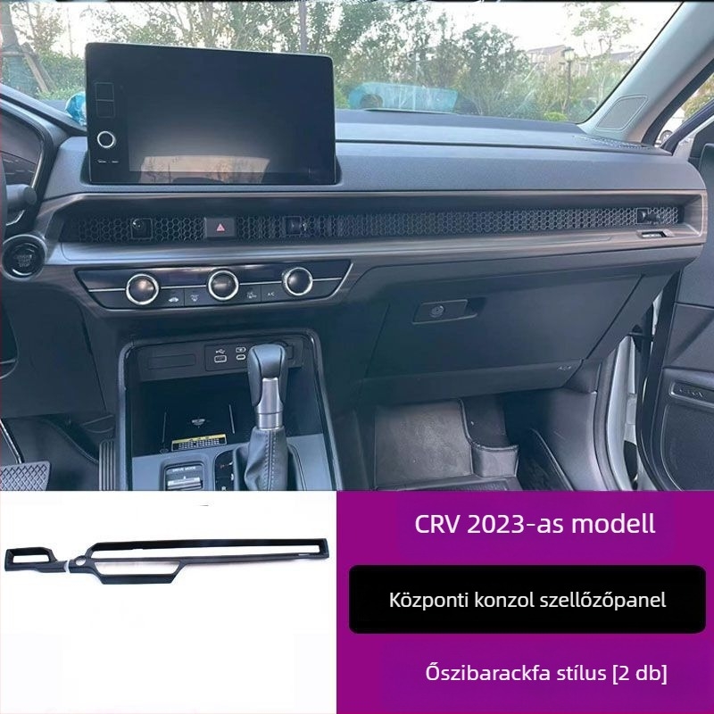 Honda CR-V 23 központi konzol keret, belső üvegemelő panel, szellőző, műanyag kivitel, fa textúra