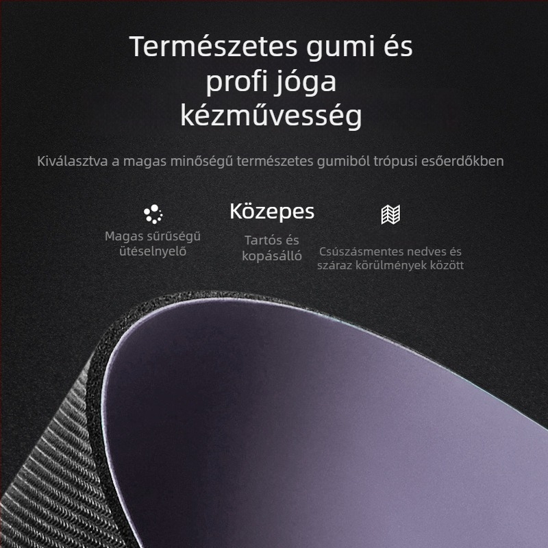 PU természetes gumiból készült jóga matrac, csúszásmentes, 5 mm vastagság, 2,9 kg tömeg, integrált irányító vonallal.