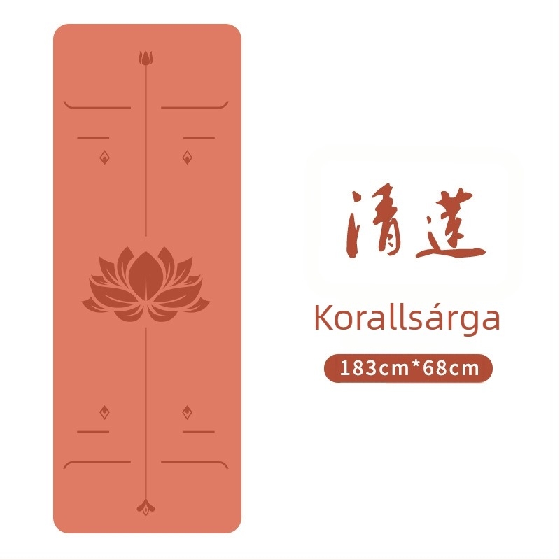 PU természetes gumiból készült jóga matrac, csúszásmentes, 5 mm vastagság, 2,9 kg tömeg, integrált irányító vonallal.