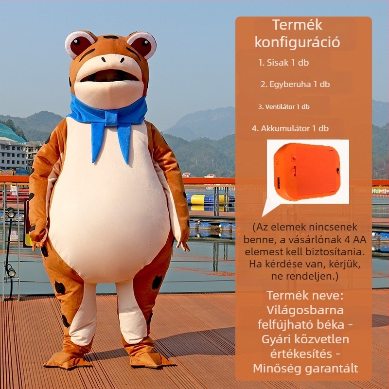 Fújható béka báb jelmez előadásokhoz — anime cosplay, akril anyag, 95%+ tartalom, férfi, nyár 2022