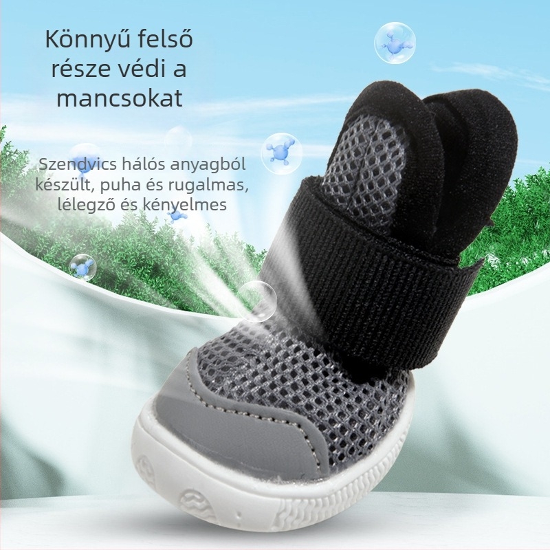 Kutyacipő - légáteresztő hálós felső rész, megerősített csúszásmentes talp, kopásálló poliészter