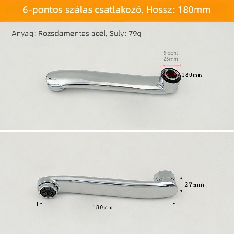 Konyhai zuhanycsaptelep háromutas elosztóval, 1–2 csatlakozás, 6°-os forgó vízcsövek, teljes réz szelepkivitel, elektroplakált felület
