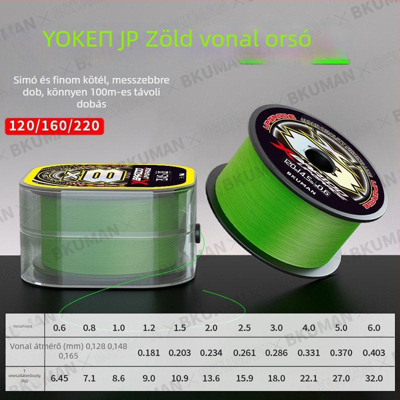 BKUMAN Fő vonal, PE halászati zsinór, szakítószilárdság 3–33 kg, dobozonként 100 darab