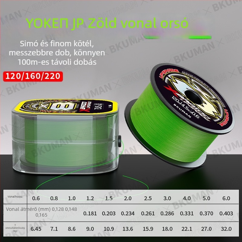 BKUMAN Fő vonal, PE halászati zsinór, szakítószilárdság 3–33 kg, dobozonként 100 darab