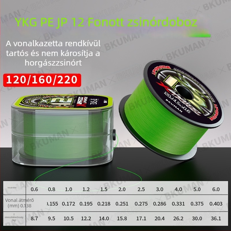 BKUMAN Fő vonal, PE halászati zsinór, szakítószilárdság 3–33 kg, dobozonként 100 darab