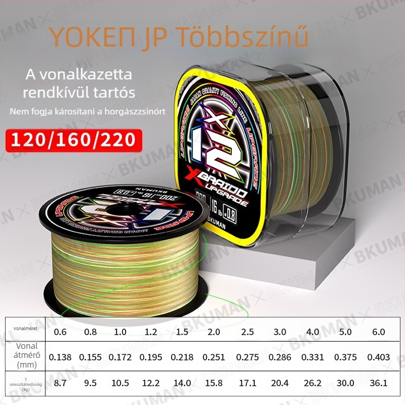 BKUMAN Fő vonal, PE halászati zsinór, szakítószilárdság 3–33 kg, dobozonként 100 darab