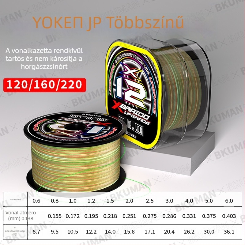 BKUMAN Fő vonal, PE halászati zsinór, szakítószilárdság 3–33 kg, dobozonként 100 darab