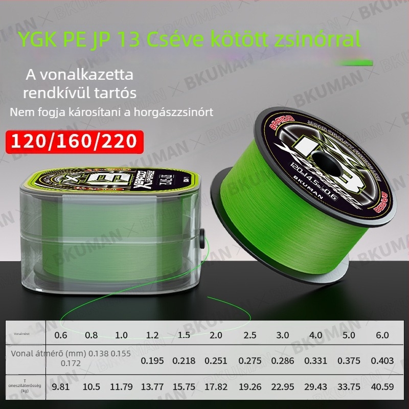BKUMAN Fő vonal, PE halászati zsinór, szakítószilárdság 3–33 kg, dobozonként 100 darab