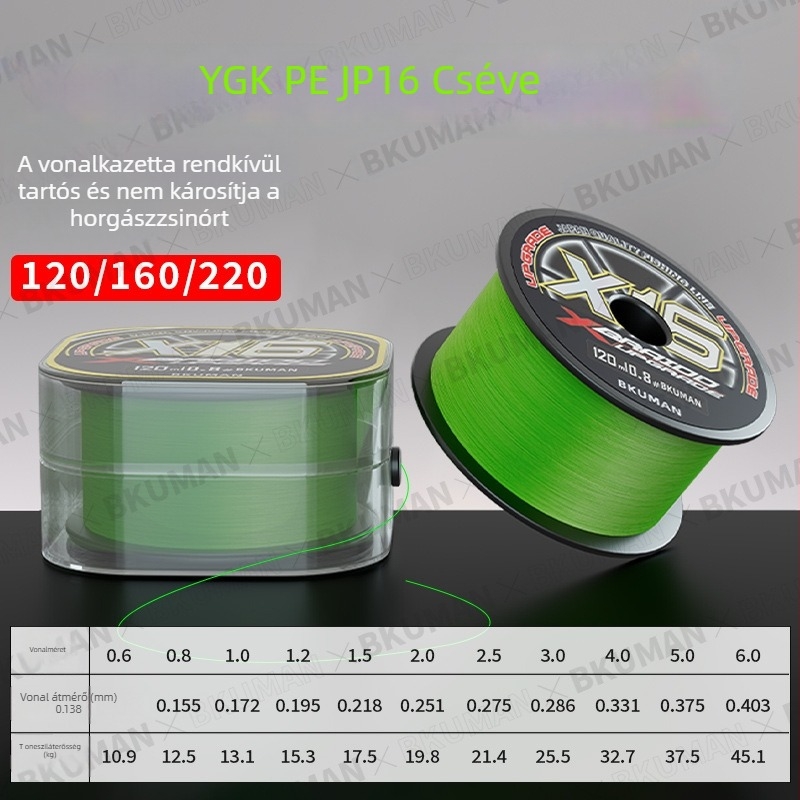 BKUMAN Fő vonal, PE halászati zsinór, szakítószilárdság 3–33 kg, dobozonként 100 darab