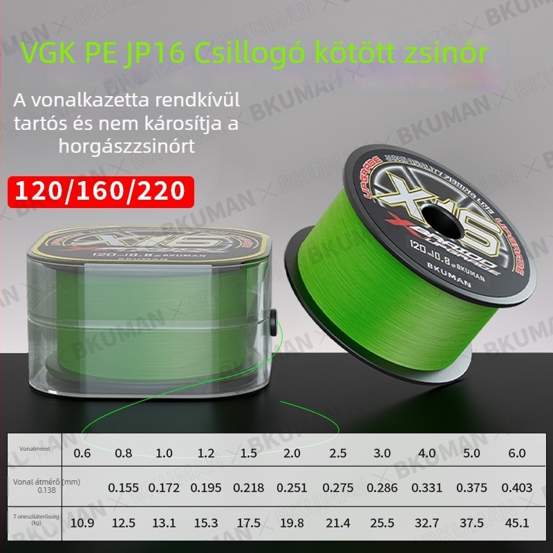 BKUMAN Fő vonal, PE halászati zsinór, szakítószilárdság 3–33 kg, dobozonként 100 darab