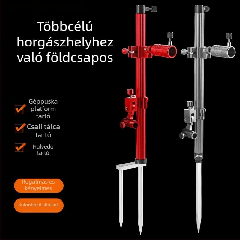 Huiyu Barn Hordozható horgász eszköz alumínium ötvözetből, etetőtálcával és földbe szúrható botállvánnyal