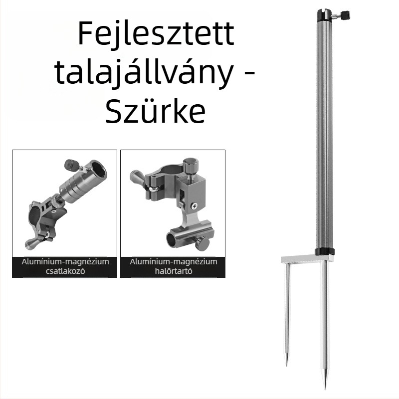 Huiyu Barn Hordozható horgász eszköz alumínium ötvözetből, etetőtálcával és földbe szúrható botállvánnyal