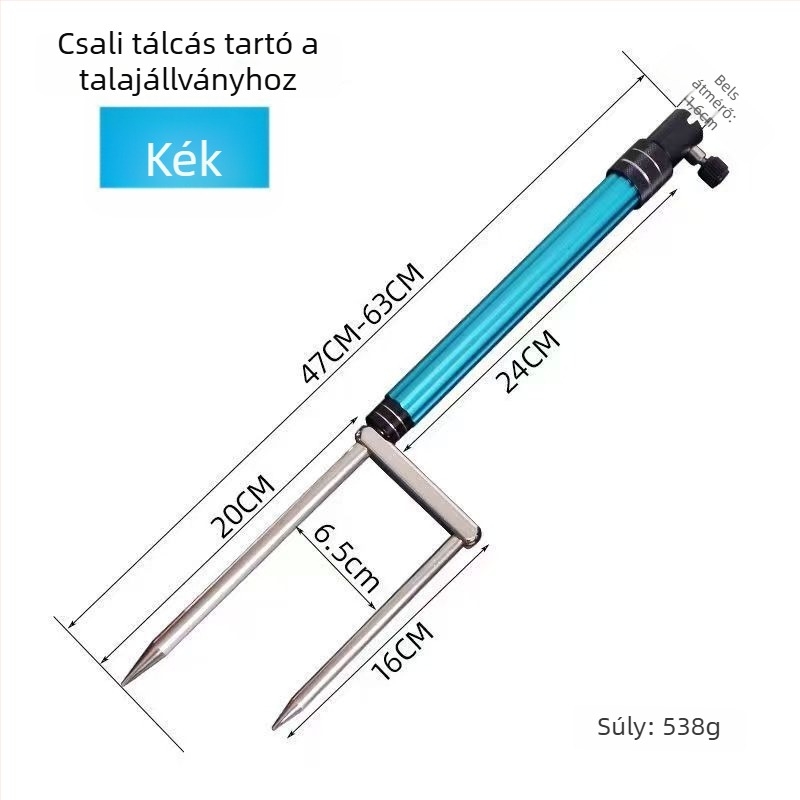 Huiyu Barn Hordozható horgász eszköz alumínium ötvözetből, etetőtálcával és földbe szúrható botállvánnyal