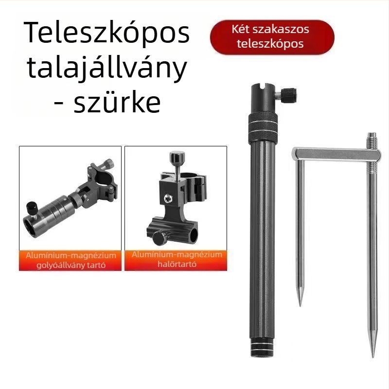 Huiyu Barn Hordozható horgász eszköz alumínium ötvözetből, etetőtálcával és földbe szúrható botállvánnyal