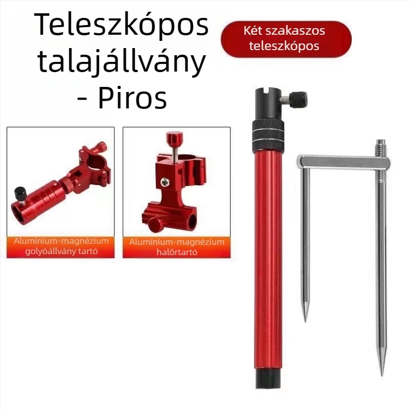 Huiyu Barn Hordozható horgász eszköz alumínium ötvözetből, etetőtálcával és földbe szúrható botállvánnyal