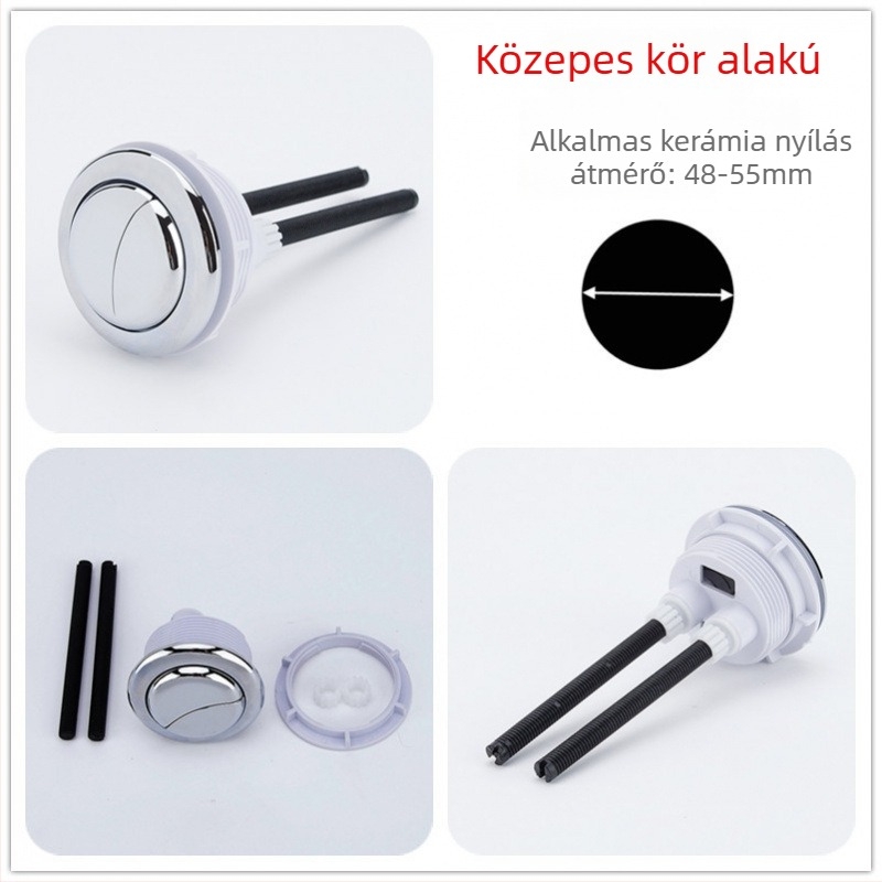 Dupla öblítésű WC-gomb kerek régi tartályhoz, univerzális cserealkatrész, telepítés elérhető, új kínai stílus