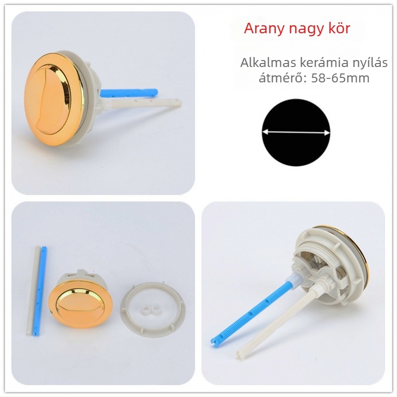 Dupla öblítésű WC-gomb kerek régi tartályhoz, univerzális cserealkatrész, telepítés elérhető, új kínai stílus