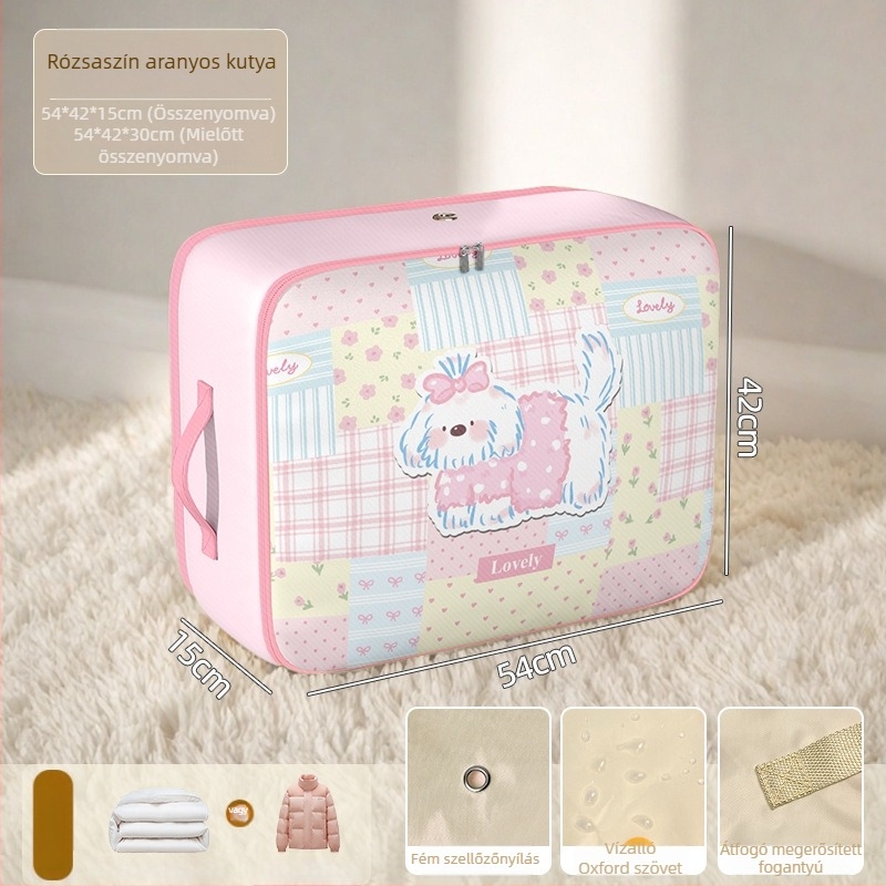 Paplan tároló táska, kocka alakú, Twill Oxford anyag, nagy kapacitás, hálószoba tárolás