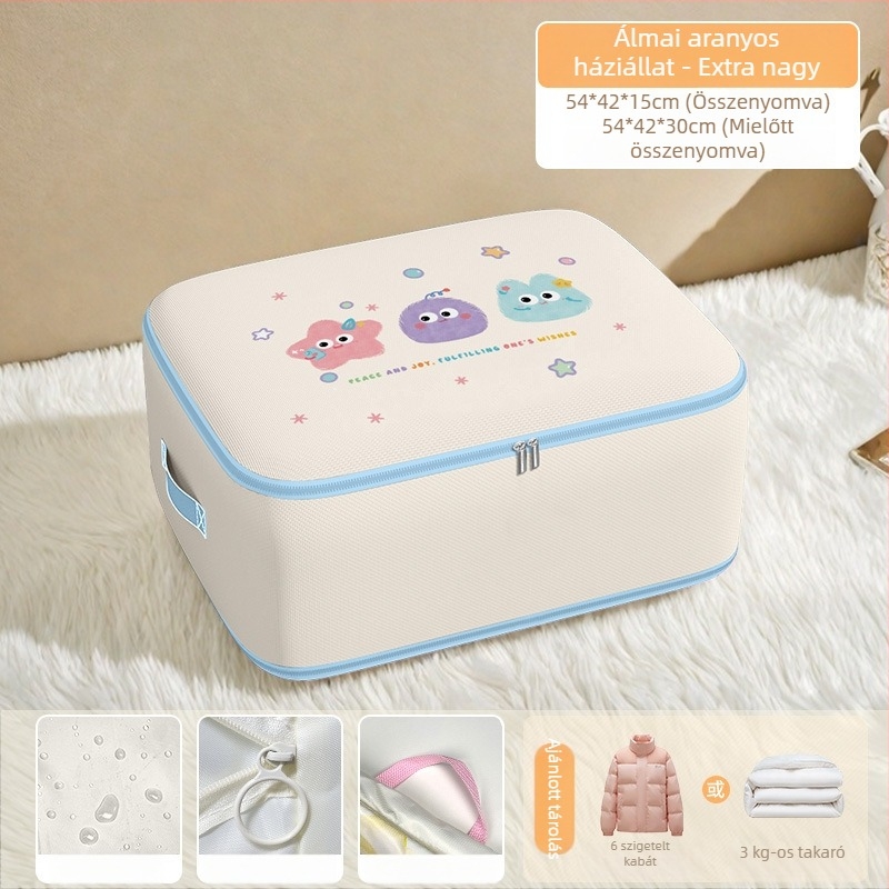 Paplan tároló táska, kocka alakú, Twill Oxford anyag, nagy kapacitás, hálószoba tárolás