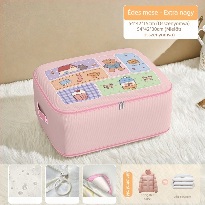 Paplan tároló táska, kocka alakú, Twill Oxford anyag, nagy kapacitás, hálószoba tárolás