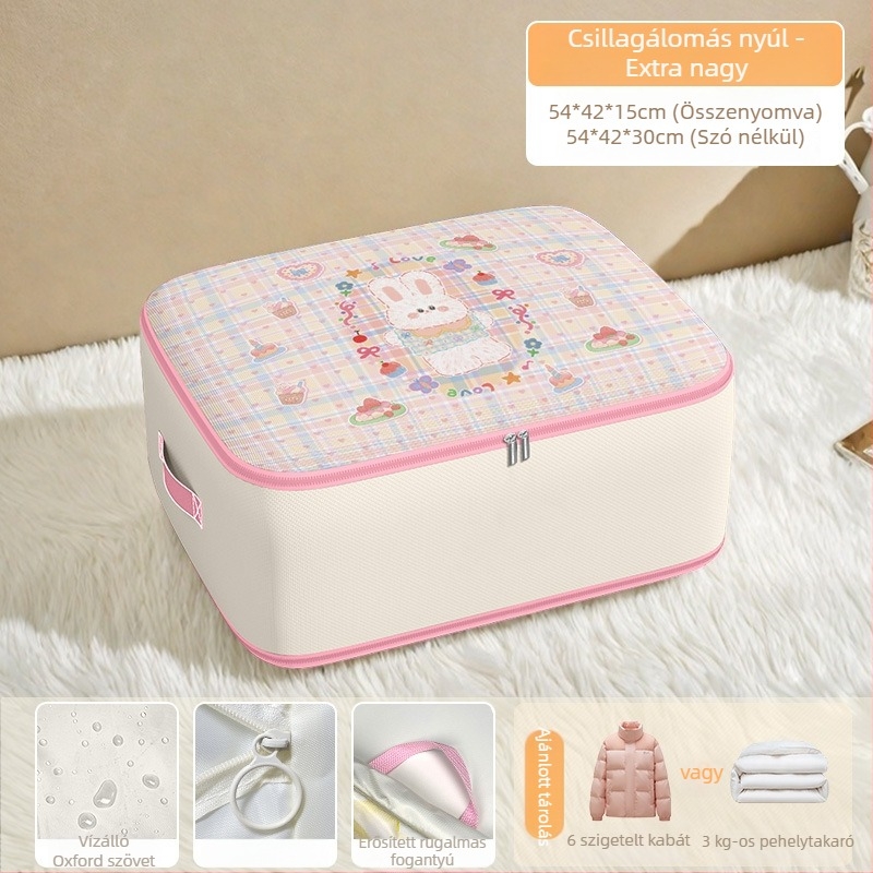 Paplan tároló táska, kocka alakú, Twill Oxford anyag, nagy kapacitás, hálószoba tárolás