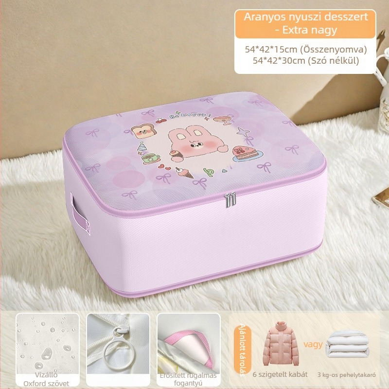 Paplan tároló táska, kocka alakú, Twill Oxford anyag, nagy kapacitás, hálószoba tárolás