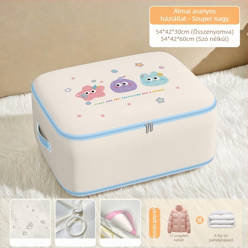 Paplan tároló táska, kocka alakú, Twill Oxford anyag, nagy kapacitás, hálószoba tárolás