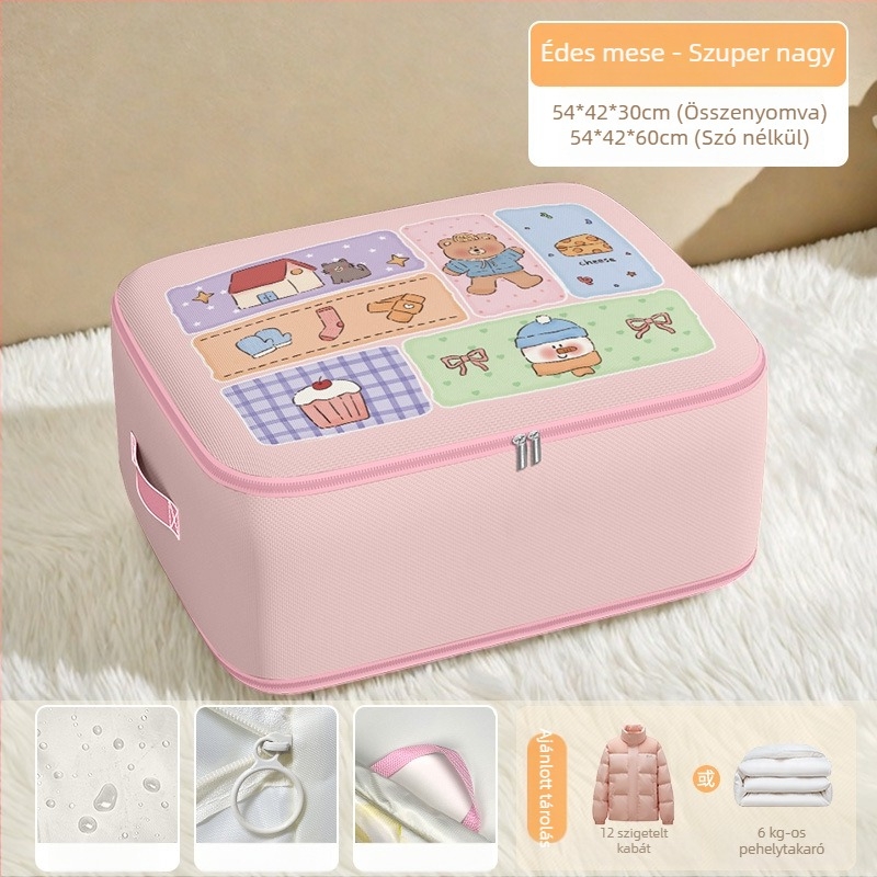 Paplan tároló táska, kocka alakú, Twill Oxford anyag, nagy kapacitás, hálószoba tárolás