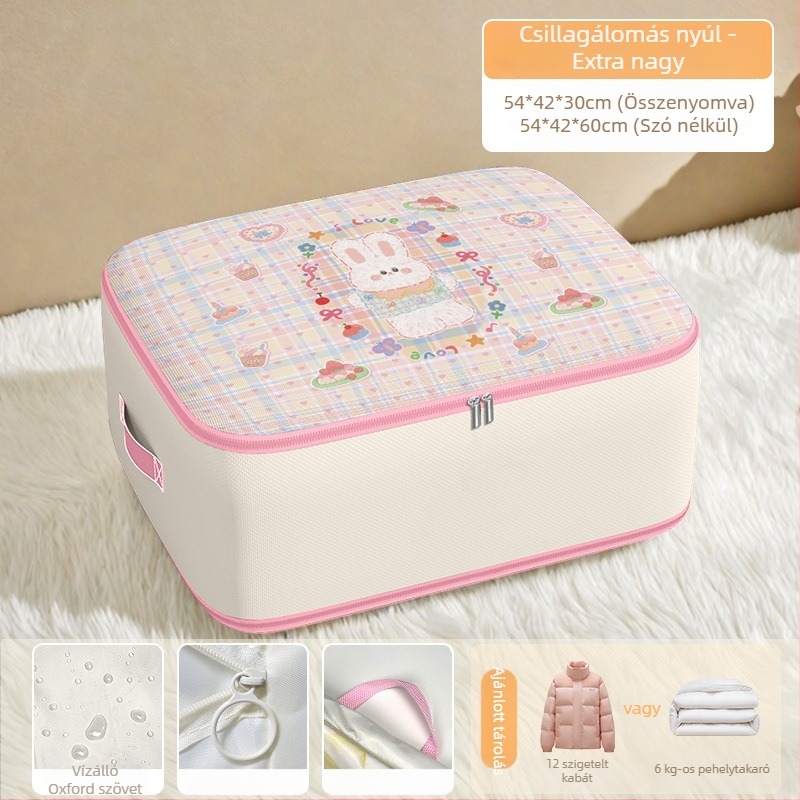 Paplan tároló táska, kocka alakú, Twill Oxford anyag, nagy kapacitás, hálószoba tárolás