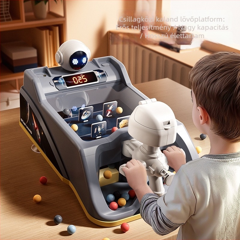 Gyerekeknek szóló golyó dobó játékgép — ABS anyag, űr téma, célpont pontozás, hang- és fényüzemmódok, 4–6 éveseknek