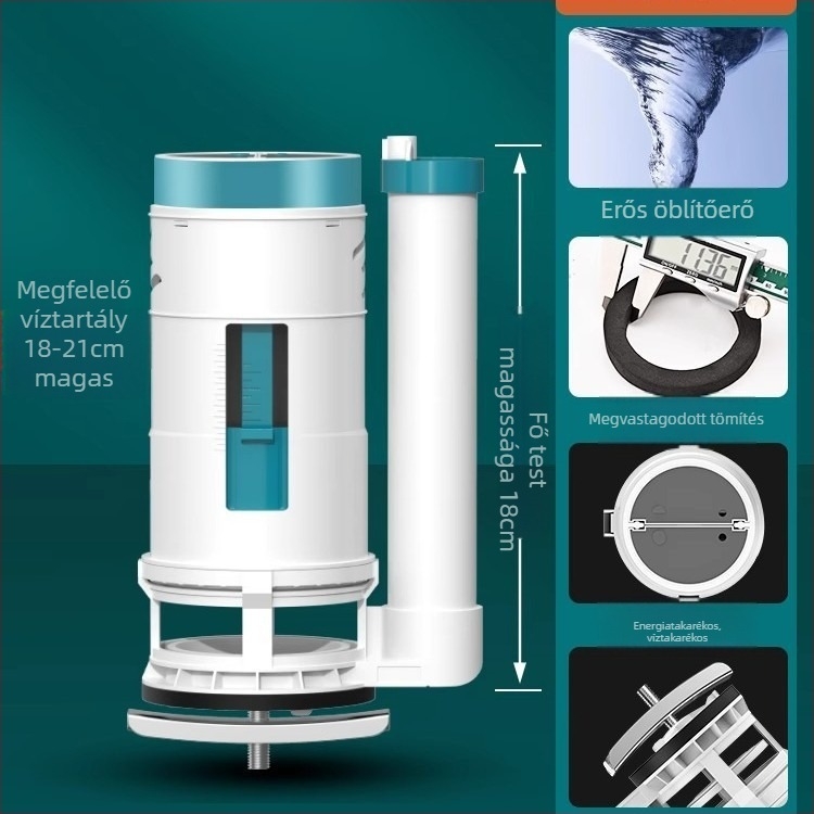 WC tartály kiegészítők — vízbetöltő szelep, lefolyó szelep, úszó szelep, 3 részes készlet; Márka Junmai; Anyag: Formaldehid; Stílus: modern egyszerűség; Használat: dupla nyomás