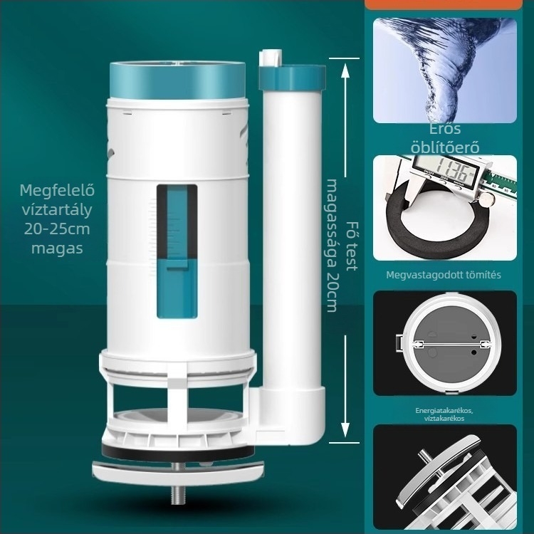 WC tartály kiegészítők — vízbetöltő szelep, lefolyó szelep, úszó szelep, 3 részes készlet; Márka Junmai; Anyag: Formaldehid; Stílus: modern egyszerűség; Használat: dupla nyomás
