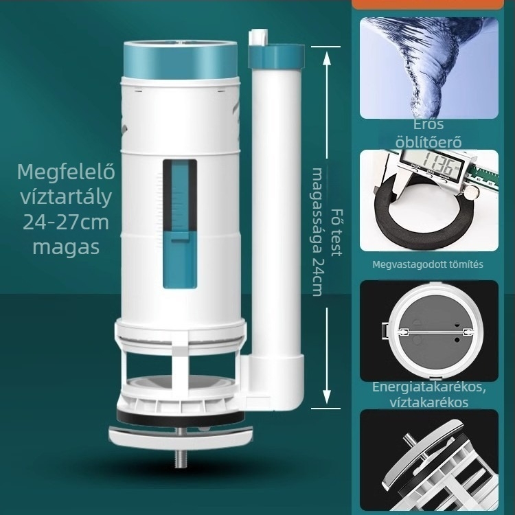 WC tartály kiegészítők — vízbetöltő szelep, lefolyó szelep, úszó szelep, 3 részes készlet; Márka Junmai; Anyag: Formaldehid; Stílus: modern egyszerűség; Használat: dupla nyomás