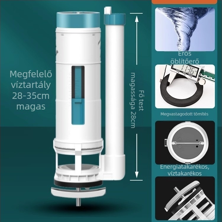 WC tartály kiegészítők — vízbetöltő szelep, lefolyó szelep, úszó szelep, 3 részes készlet; Márka Junmai; Anyag: Formaldehid; Stílus: modern egyszerűség; Használat: dupla nyomás