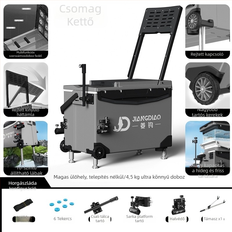 Horgász doboz Ginger Fishing - PP anyag, kapacitás 25-32