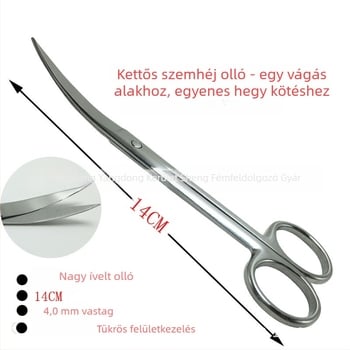 Szemöldök formázó olló, ívelt, rozsdamentes acél, hegyes vég