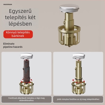 Univerzális mosdólefolyó nyomó-kinyíló mag – sárgaréz, modern minimalista stílus