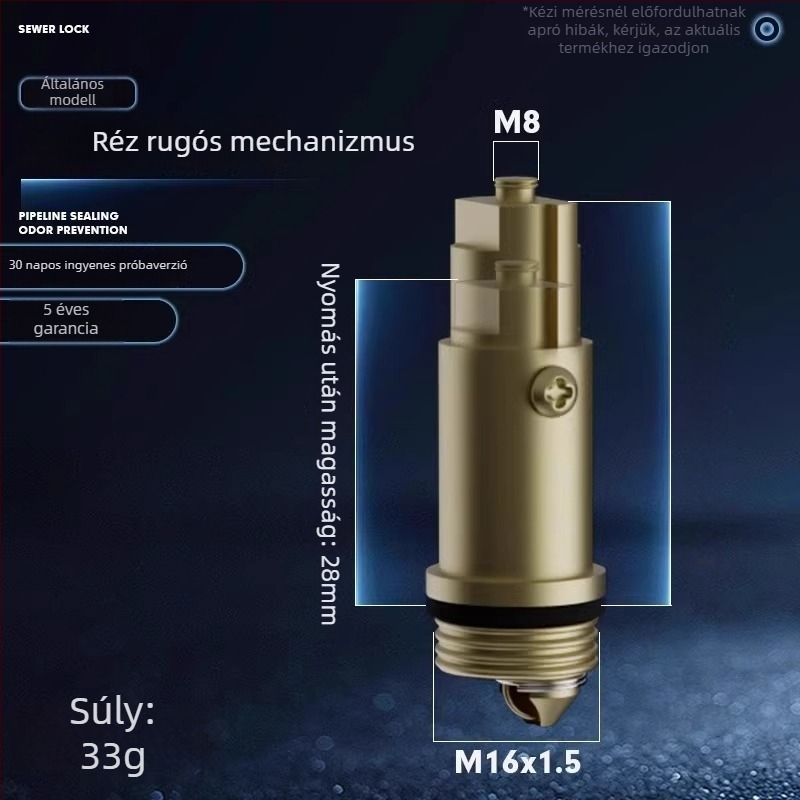 Univerzális mosdólefolyó nyomó-kinyíló mag – sárgaréz, modern minimalista stílus