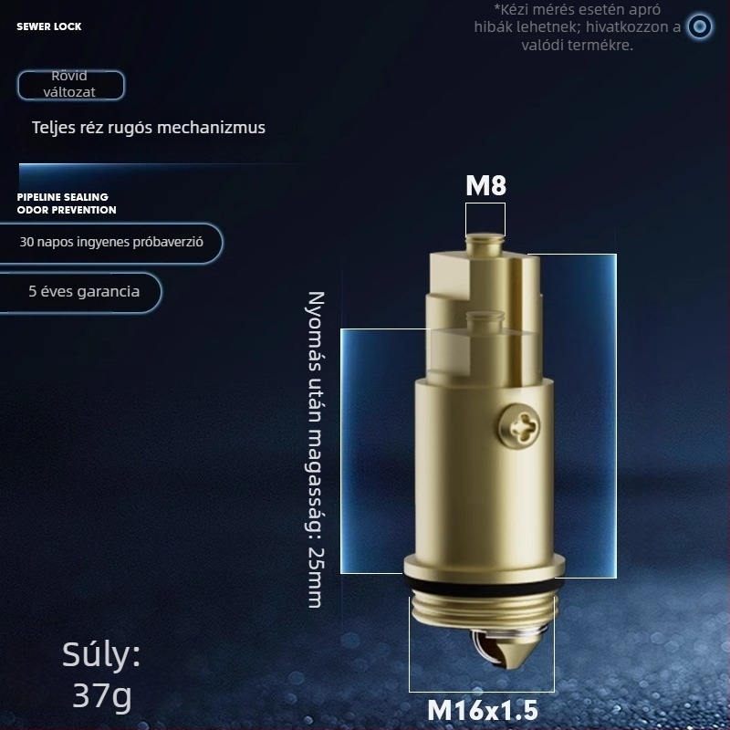 Univerzális mosdólefolyó nyomó-kinyíló mag – sárgaréz, modern minimalista stílus