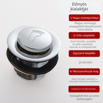 Fürdőkádban pedálos rugós leeresztő dugó, TPE anyag, lefolyó kiegészítő zuhanyzószobához