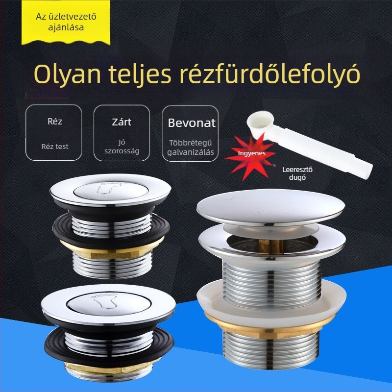 Fürdőkádban pedálos rugós leeresztő dugó, TPE anyag, lefolyó kiegészítő zuhanyzószobához