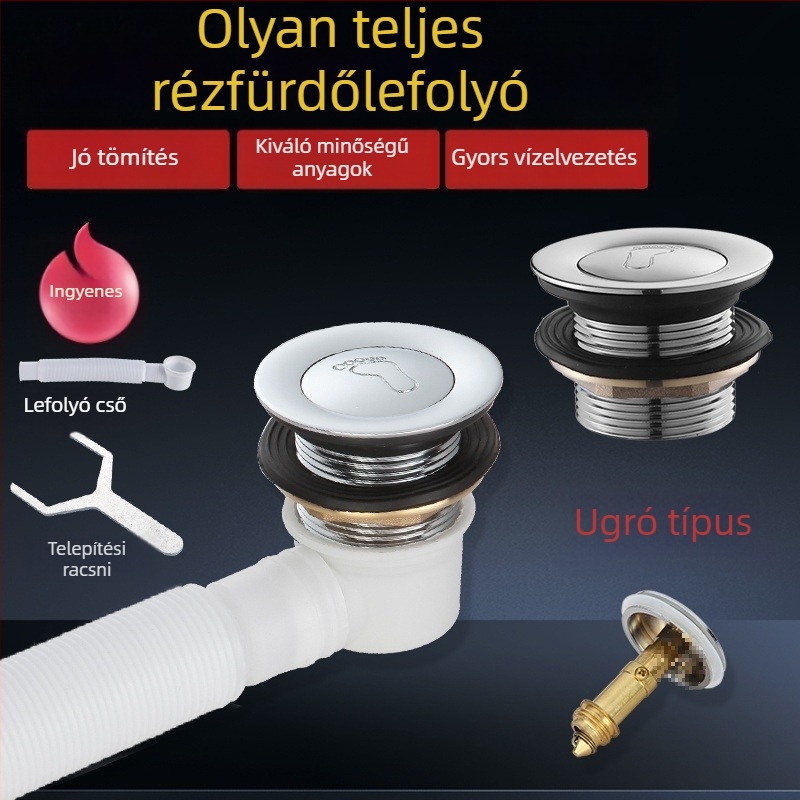 Fürdőkádban pedálos rugós leeresztő dugó, TPE anyag, lefolyó kiegészítő zuhanyzószobához