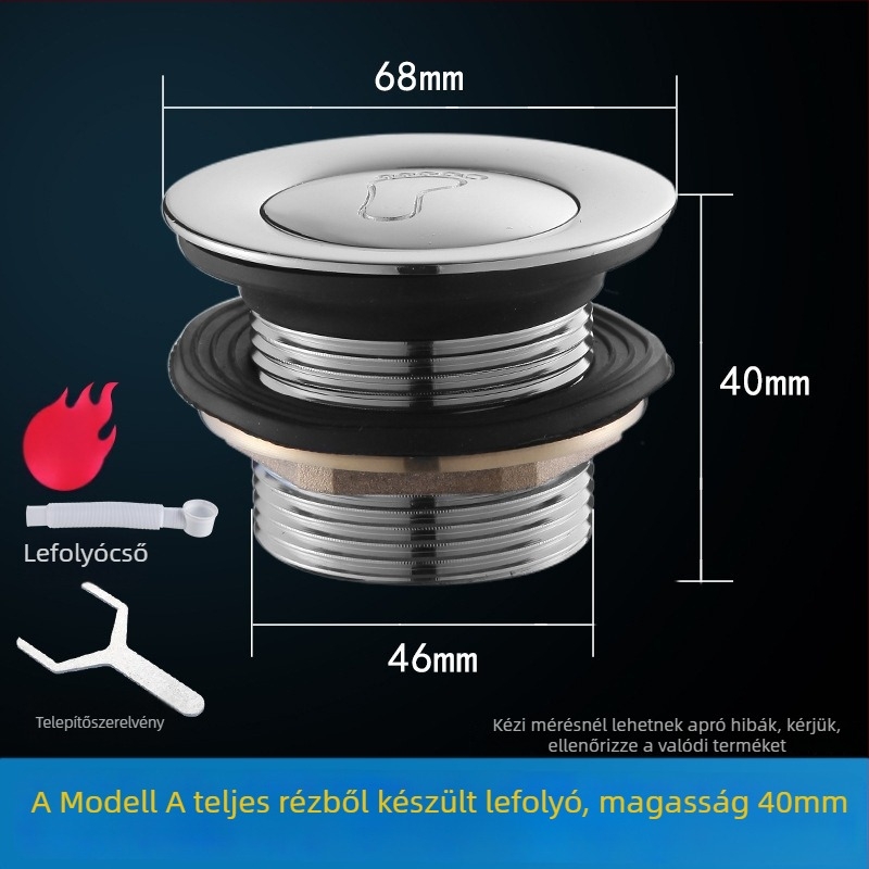 Fürdőkádban pedálos rugós leeresztő dugó, TPE anyag, lefolyó kiegészítő zuhanyzószobához