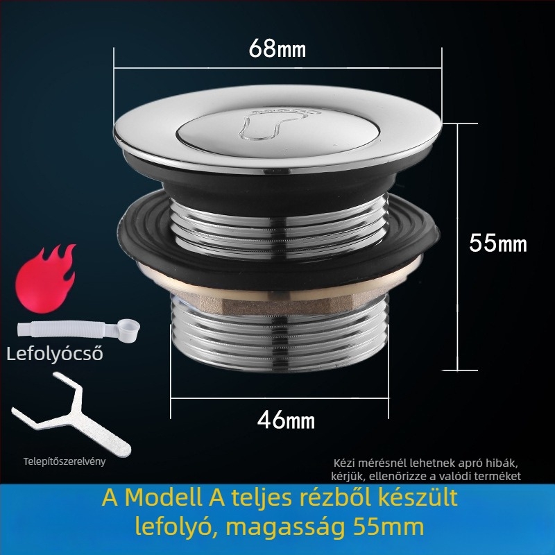 Fürdőkádban pedálos rugós leeresztő dugó, TPE anyag, lefolyó kiegészítő zuhanyzószobához