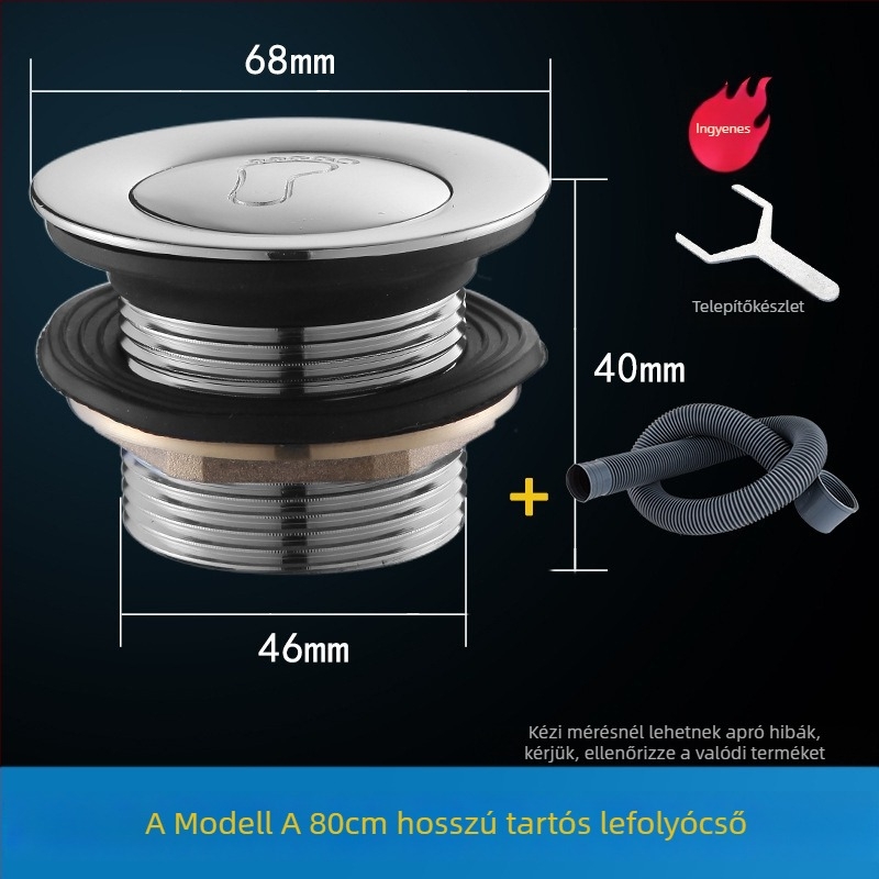 Fürdőkádban pedálos rugós leeresztő dugó, TPE anyag, lefolyó kiegészítő zuhanyzószobához