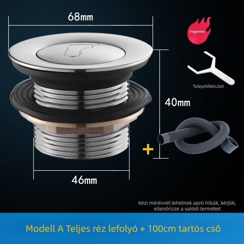 Fürdőkádban pedálos rugós leeresztő dugó, TPE anyag, lefolyó kiegészítő zuhanyzószobához