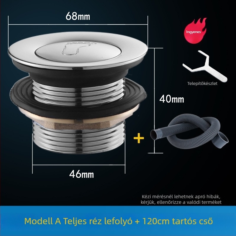 Fürdőkádban pedálos rugós leeresztő dugó, TPE anyag, lefolyó kiegészítő zuhanyzószobához