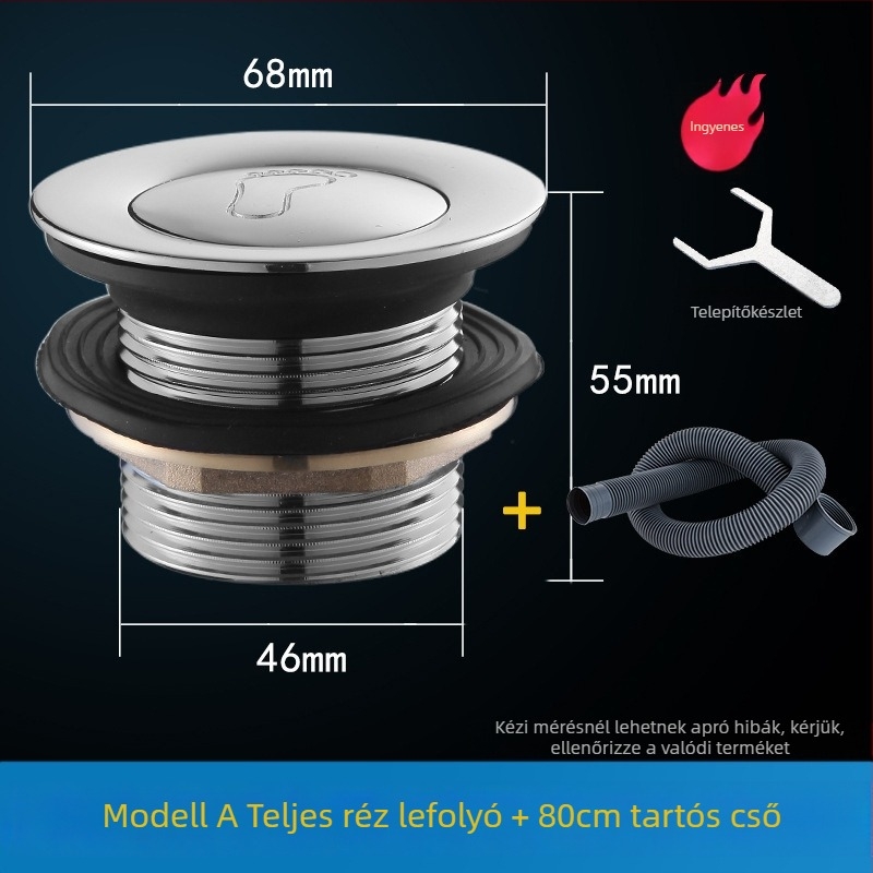 Fürdőkádban pedálos rugós leeresztő dugó, TPE anyag, lefolyó kiegészítő zuhanyzószobához