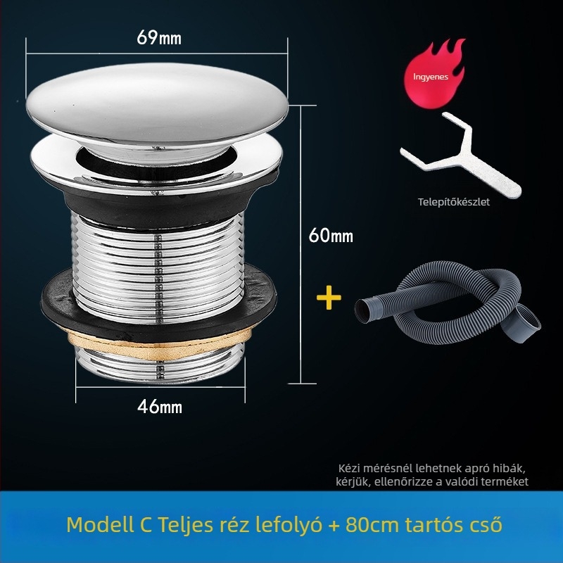 Fürdőkádban pedálos rugós leeresztő dugó, TPE anyag, lefolyó kiegészítő zuhanyzószobához
